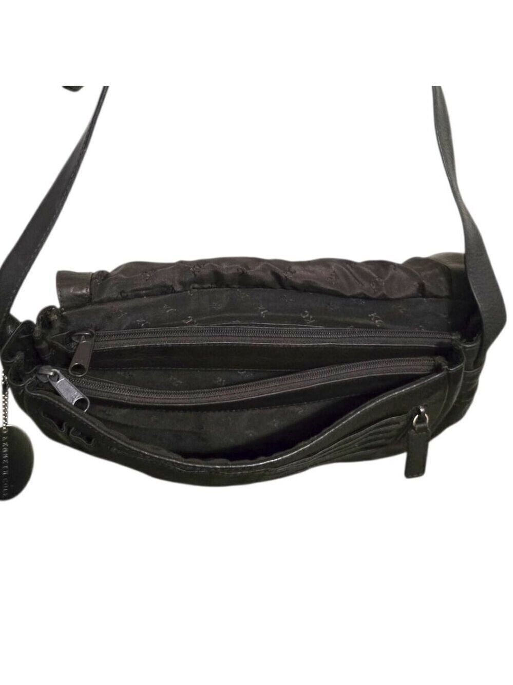 Kenneth Cole Black Genuine Leather Saddlebag Crossbody Purse - Picture 11 of 15